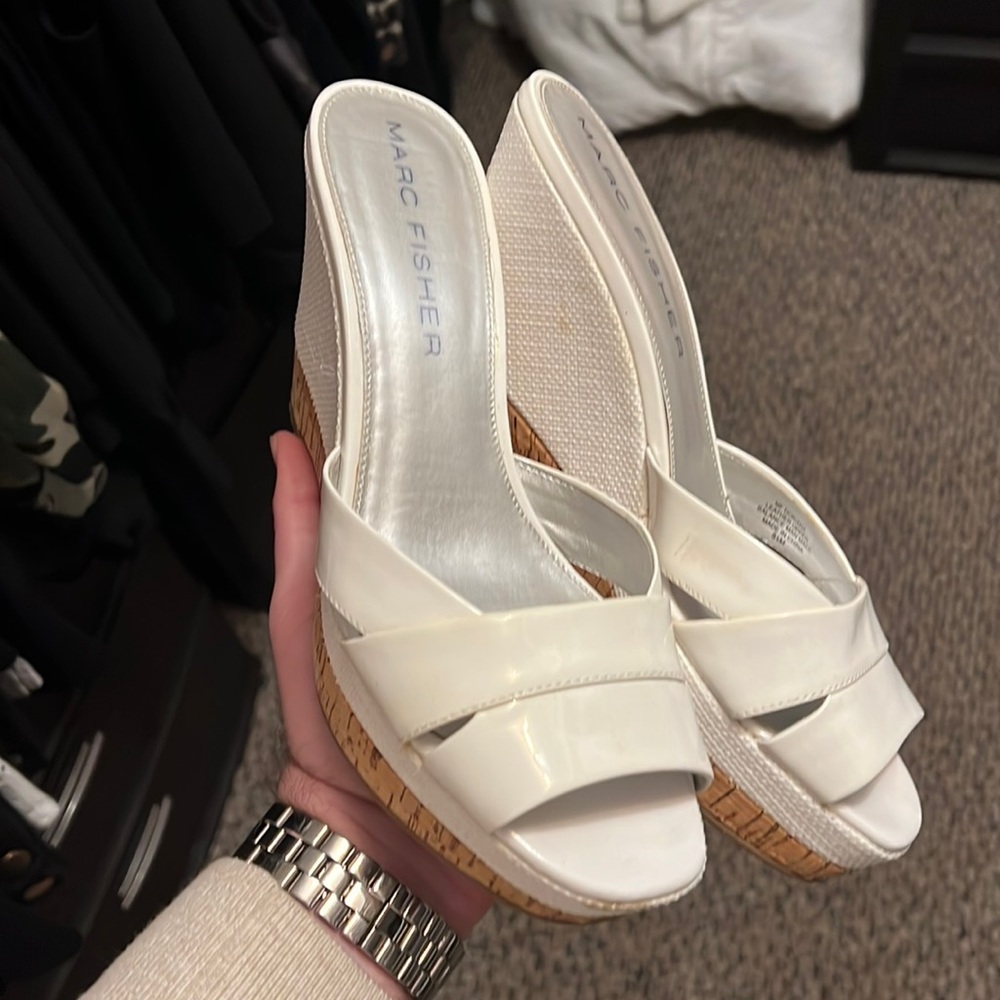 Mark Fisher white wedge espadrilles